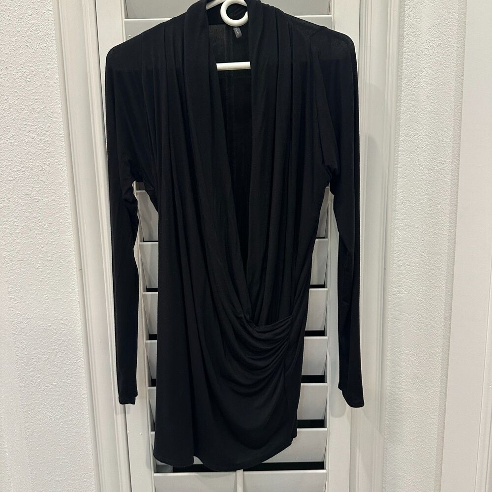 Riller & Fount Black Draped Cowl Neck Long Sleeve Mini Dress Size 0